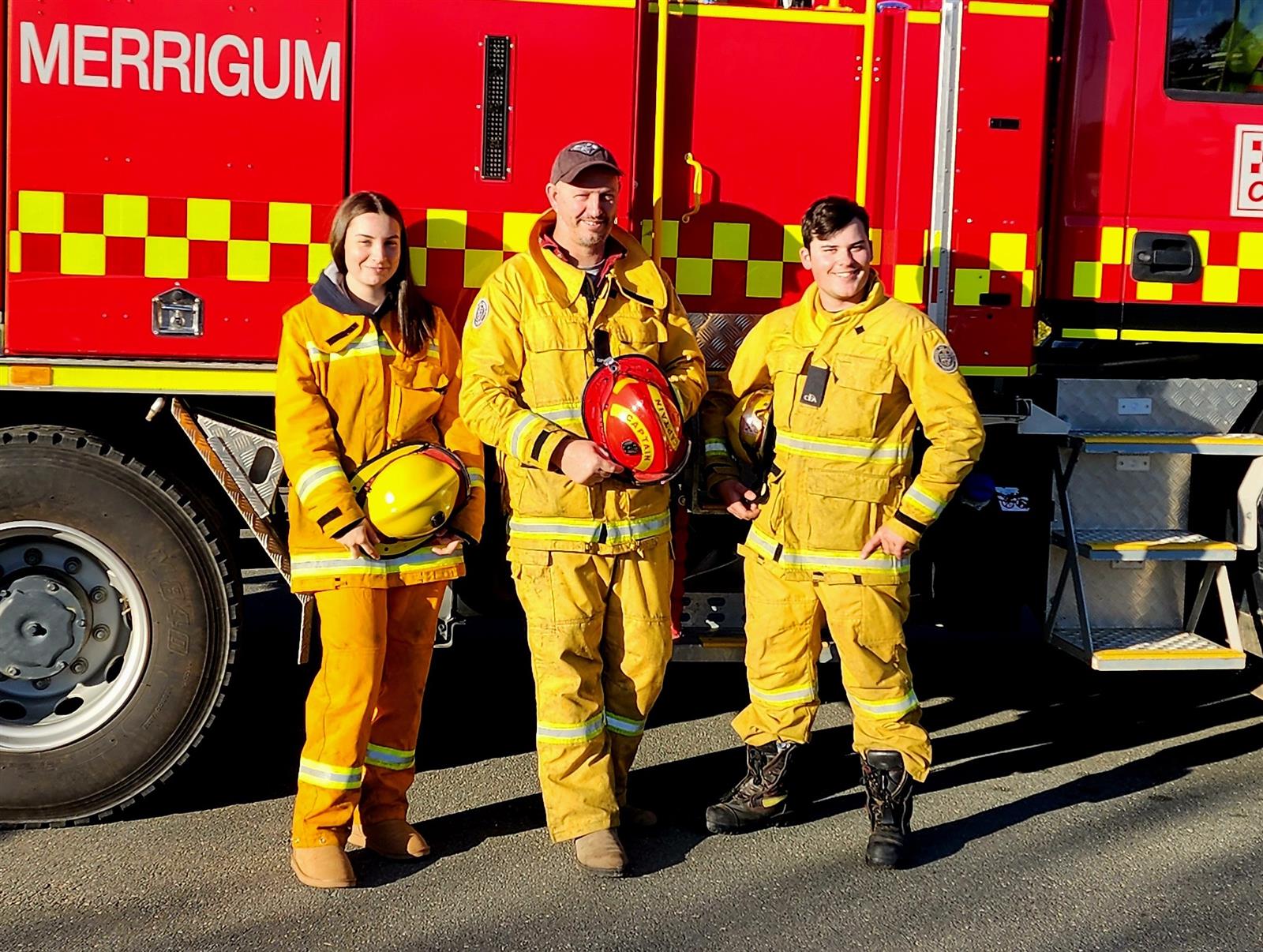 Kayla Speed, Jesse Speed and Ayden Shepherd, Merrigum Fire Brigade